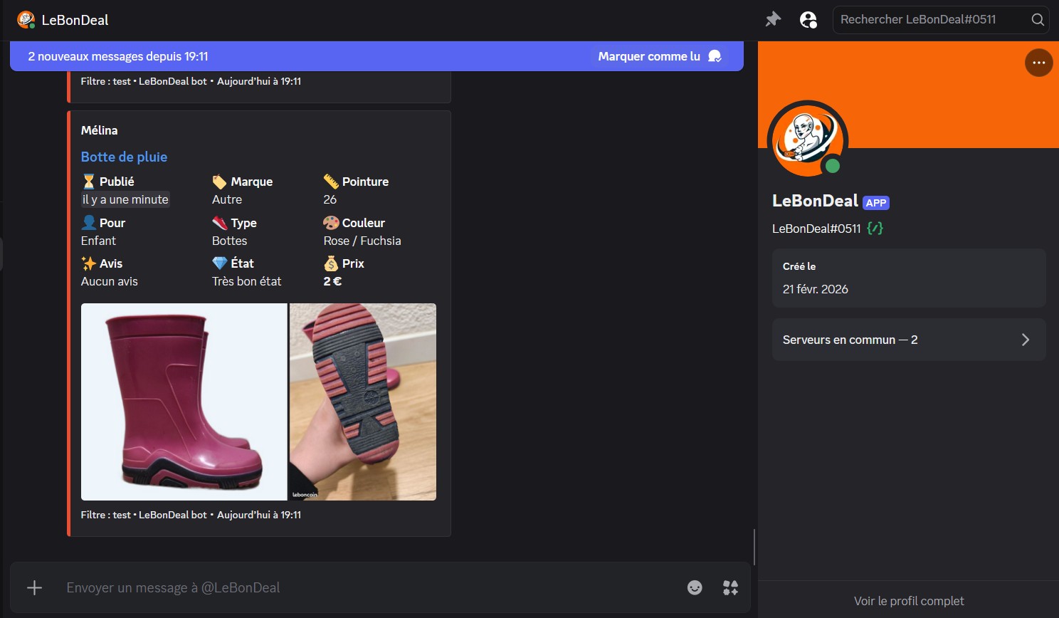 Notification Discord LeBonDeal - Alertes instantanées