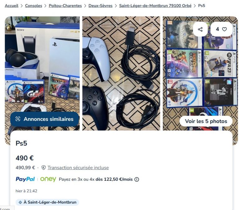 annonce ps5 leboncoin