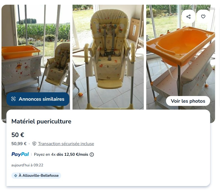 Annonce de puériculture d'occasion sur Leboncoin