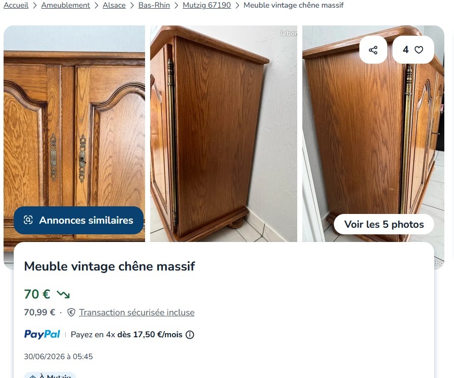 Meuble vintage d'occasion en vente sur Leboncoin