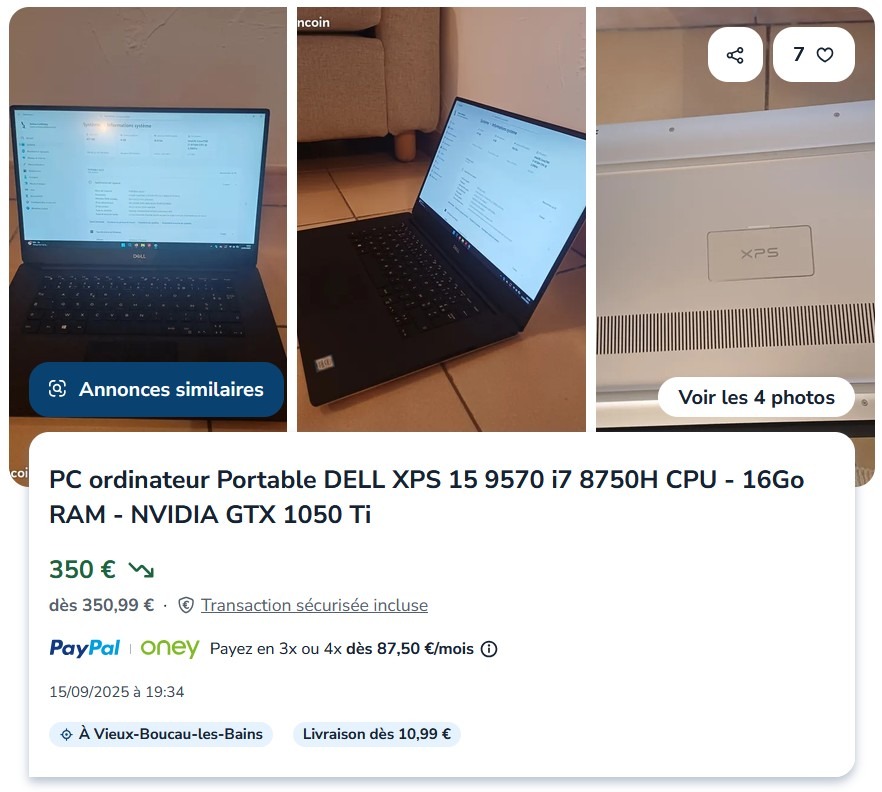 Ordinateur portable d'occasion en vente sur Leboncoin
