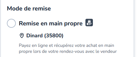 Remise en main propre d'un objet vendu sur Leboncoin