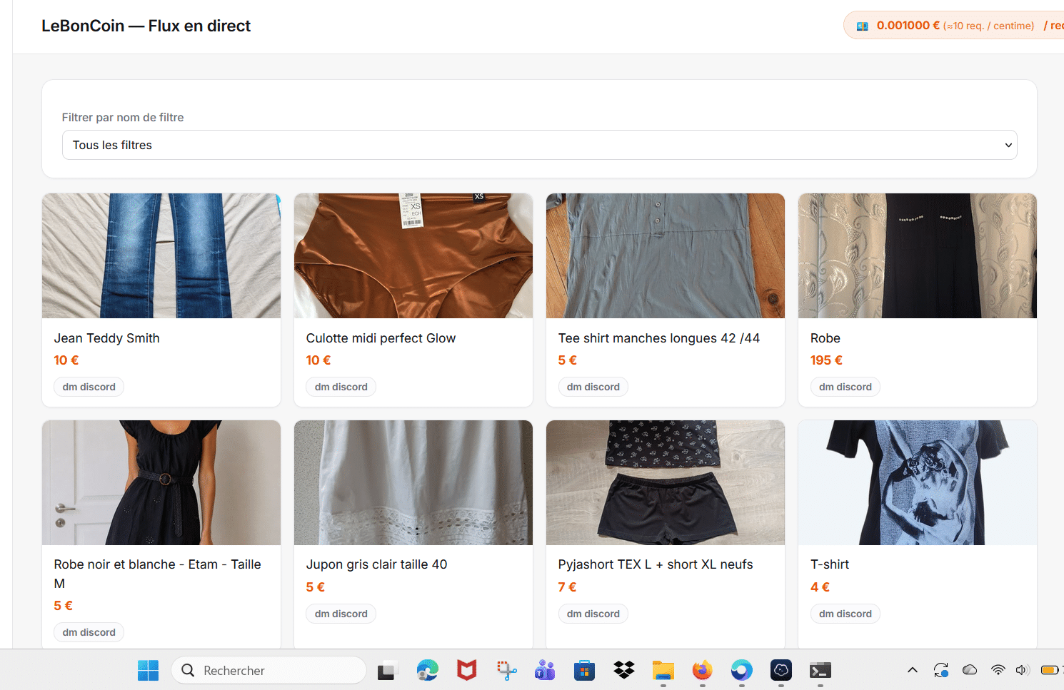 Interface de configuration des filtres de recherche sur le site Leboncoin pour définir une alerte précise